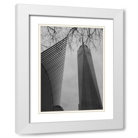 World Trade New York White Modern Wood Framed Art Print with Double Matting by A.D. Lines