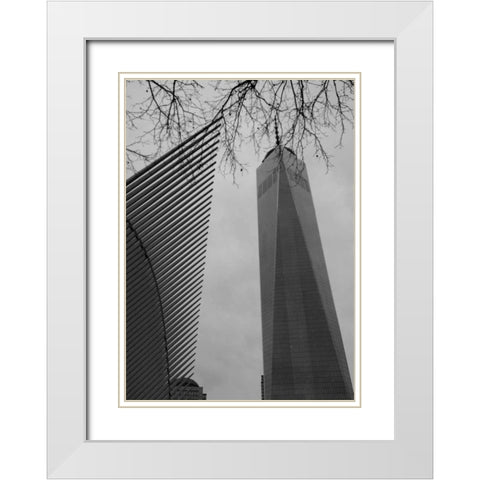 World Trade New York White Modern Wood Framed Art Print with Double Matting by A.D. Lines