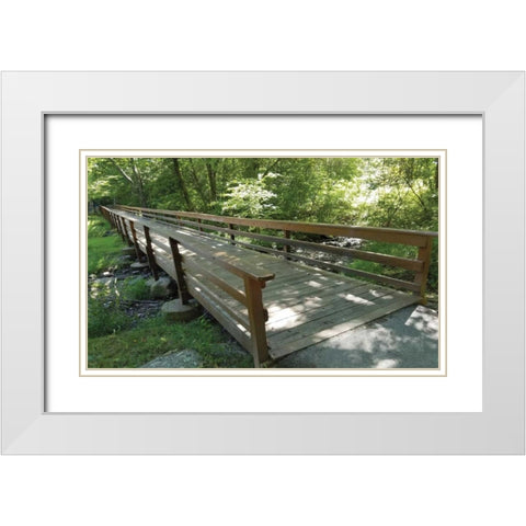 Eddys Bridge White Modern Wood Framed Art Print with Double Matting by Anonymous