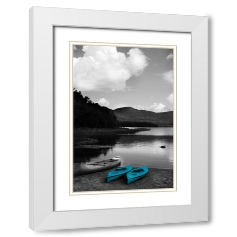 Kayak Teal White Modern Wood Framed Art Print with Double Matting by Foschino, Suzanne