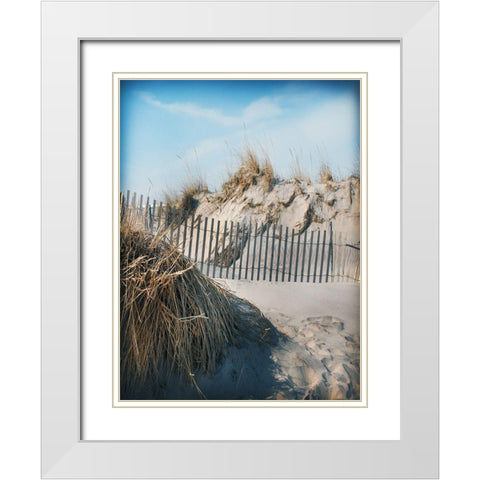 Beach Grass and Fence A White Modern Wood Framed Art Print with Double Matting by Foschino, Suzanne