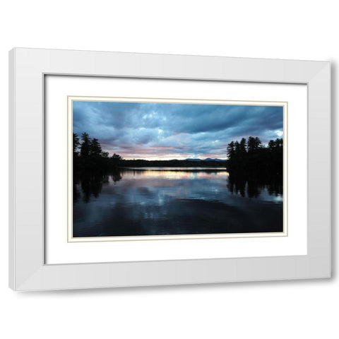 Sunset Lake Pink 2 White Modern Wood Framed Art Print with Double Matting by Foschino, Suzanne