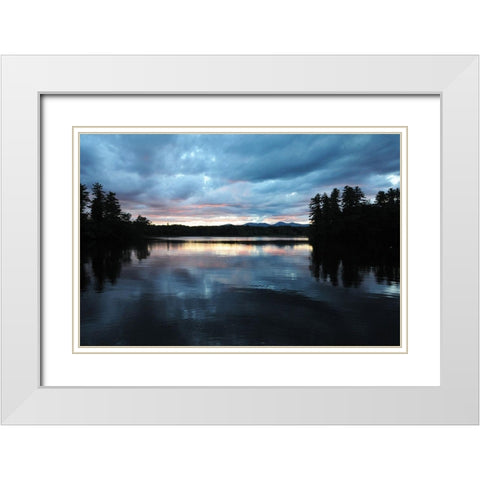 Sunset Lake Pink 2 White Modern Wood Framed Art Print with Double Matting by Foschino, Suzanne