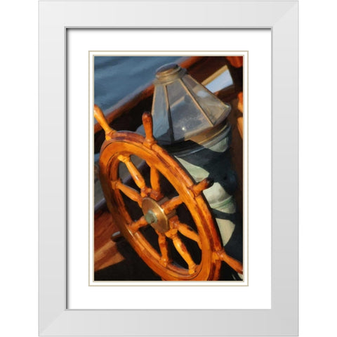 Ships Wheel White Modern Wood Framed Art Print with Double Matting by Foschino, Suzanne