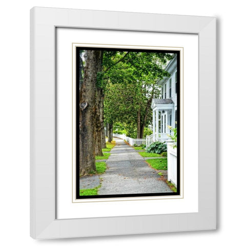 Country Town Sidewalk White Modern Wood Framed Art Print with Double Matting by Foschino, Suzanne