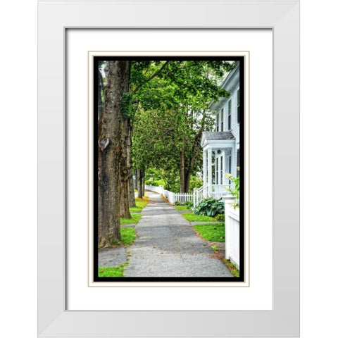 Country Town Sidewalk White Modern Wood Framed Art Print with Double Matting by Foschino, Suzanne