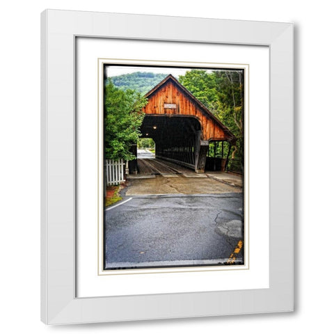 Covered Bridge White Modern Wood Framed Art Print with Double Matting by Foschino, Suzanne