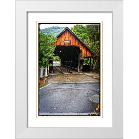 Covered Bridge White Modern Wood Framed Art Print with Double Matting by Foschino, Suzanne