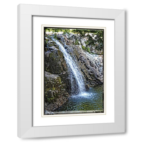 Back Country Waterfall White Modern Wood Framed Art Print with Double Matting by Foschino, Suzanne