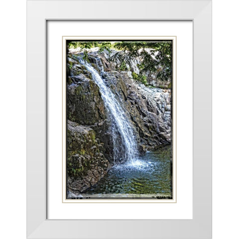 Back Country Waterfall White Modern Wood Framed Art Print with Double Matting by Foschino, Suzanne