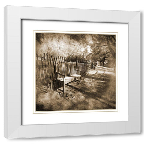 Park Bench White Modern Wood Framed Art Print with Double Matting by Foschino, Suzanne