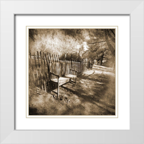 Park Bench White Modern Wood Framed Art Print with Double Matting by Foschino, Suzanne