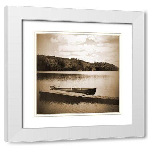 Boat Dock Sepia White Modern Wood Framed Art Print with Double Matting by Foschino, Suzanne