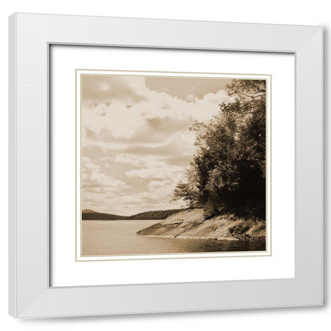 Sepia Lake 1 White Modern Wood Framed Art Print with Double Matting by Foschino, Suzanne