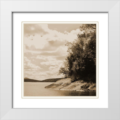 Sepia Lake 1 White Modern Wood Framed Art Print with Double Matting by Foschino, Suzanne