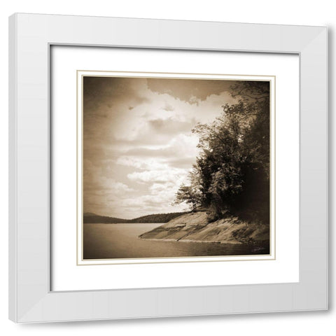 Sepia Lake White Modern Wood Framed Art Print with Double Matting by Foschino, Suzanne