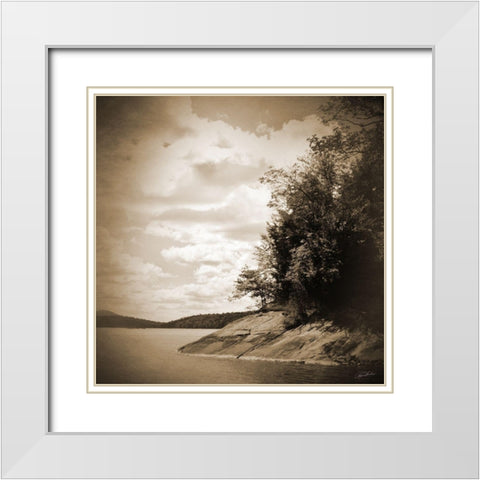 Sepia Lake White Modern Wood Framed Art Print with Double Matting by Foschino, Suzanne