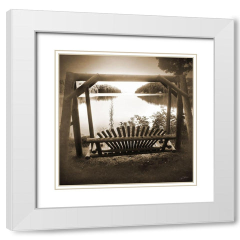 Sepia Lakeview White Modern Wood Framed Art Print with Double Matting by Foschino, Suzanne