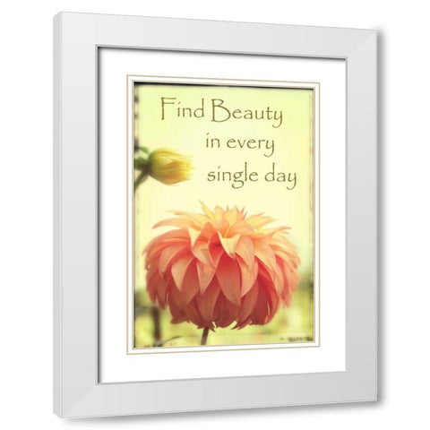 Orange Puff Dahlia Bud White Modern Wood Framed Art Print with Double Matting by Foschino, Suzanne