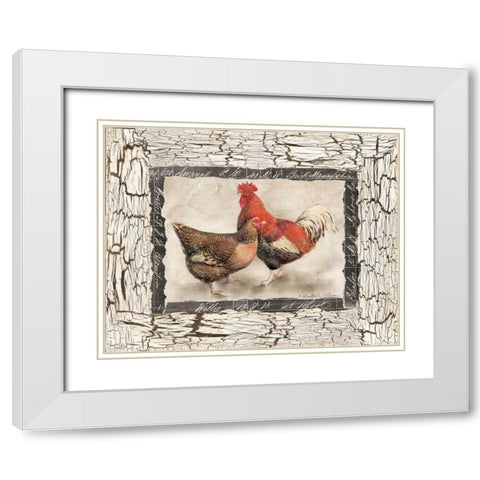 Fowl Play I White Modern Wood Framed Art Print with Double Matting by Olson, Charlene