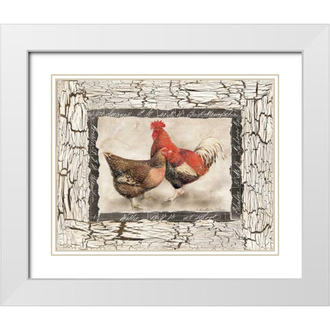 Fowl Play I White Modern Wood Framed Art Print with Double Matting by Olson, Charlene