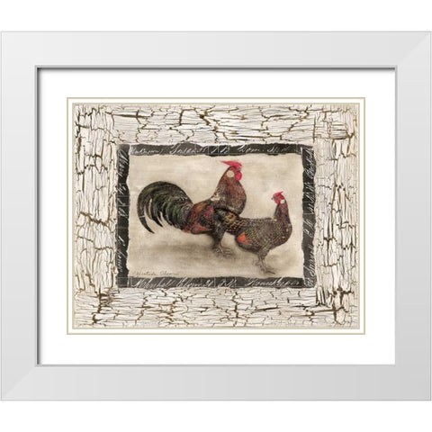 Fowl Play II White Modern Wood Framed Art Print with Double Matting by Olson, Charlene
