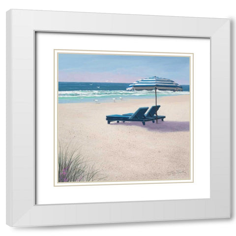 Beach Umbrella White Modern Wood Framed Art Print with Double Matting by Seslar, Lin