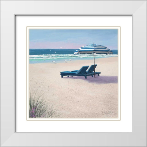 Beach Umbrella White Modern Wood Framed Art Print with Double Matting by Seslar, Lin