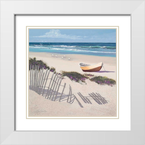 Receding Surf White Modern Wood Framed Art Print with Double Matting by Seslar, Lin