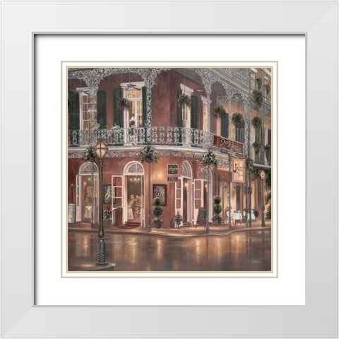Jazz du Jour White Modern Wood Framed Art Print with Double Matting by Brown, Betsy