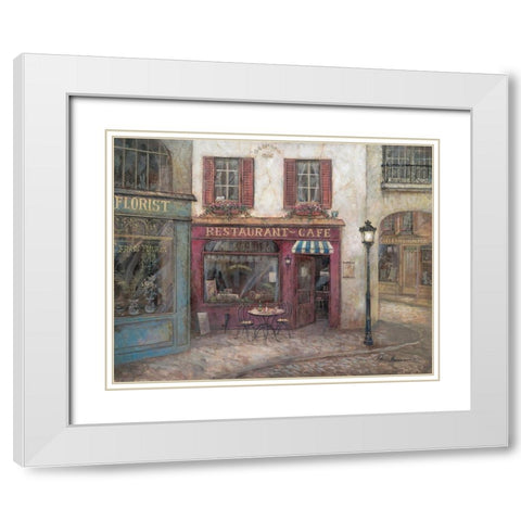 Table For Two White Modern Wood Framed Art Print with Double Matting by Manning, Ruane