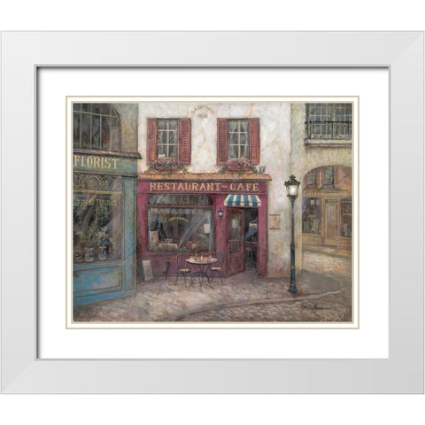 Table For Two White Modern Wood Framed Art Print with Double Matting by Manning, Ruane