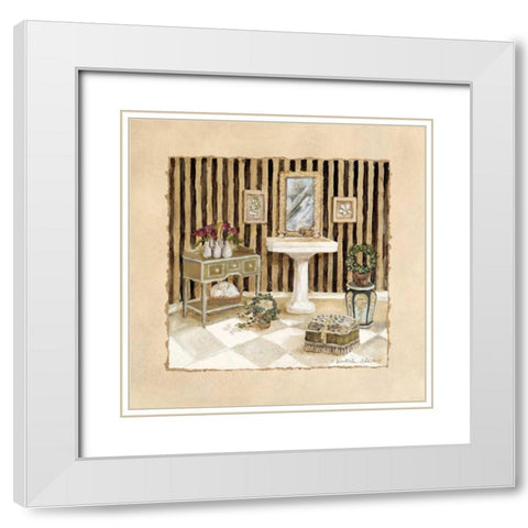 Vintage Bath IV White Modern Wood Framed Art Print with Double Matting by Olson, Charlene
