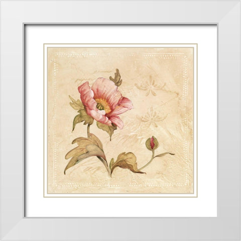 Perfect Peony I White Modern Wood Framed Art Print with Double Matting by Robinson, Carol