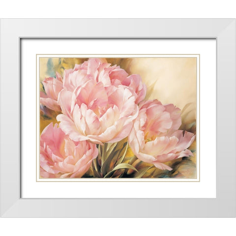 Angelique Tulips I White Modern Wood Framed Art Print with Double Matting by Levashov, Igor