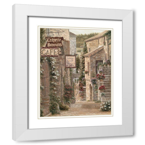 Creperie White Modern Wood Framed Art Print with Double Matting by Brown, Betsy