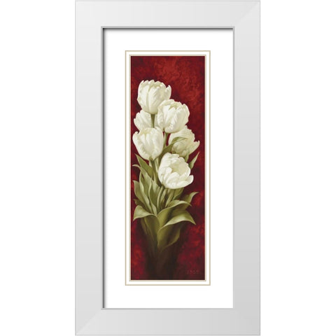 Magnificent Tulips I White Modern Wood Framed Art Print with Double Matting by Levashov, Igor