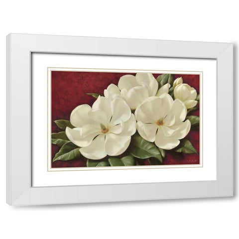 Magnolia II White Modern Wood Framed Art Print with Double Matting by Levashov, Igor
