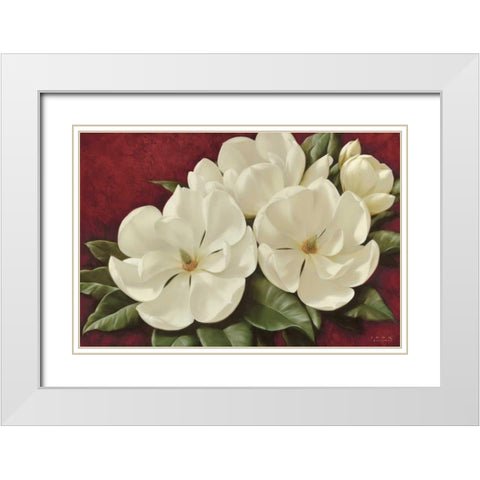 Magnolia II White Modern Wood Framed Art Print with Double Matting by Levashov, Igor