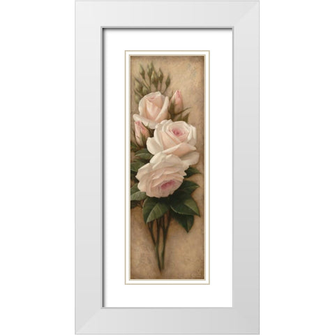 Pink Petals I White Modern Wood Framed Art Print with Double Matting by Levashov, Igor