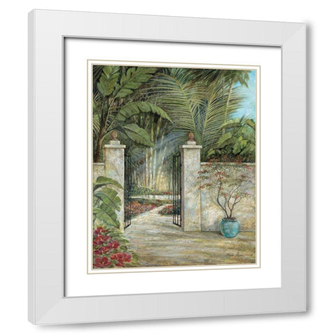 Tranquil Garden I White Modern Wood Framed Art Print with Double Matting by Manning, Ruane