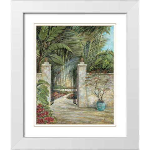 Tranquil Garden I White Modern Wood Framed Art Print with Double Matting by Manning, Ruane