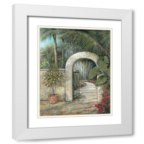 Tranquil Gardn II White Modern Wood Framed Art Print with Double Matting by Manning, Ruane