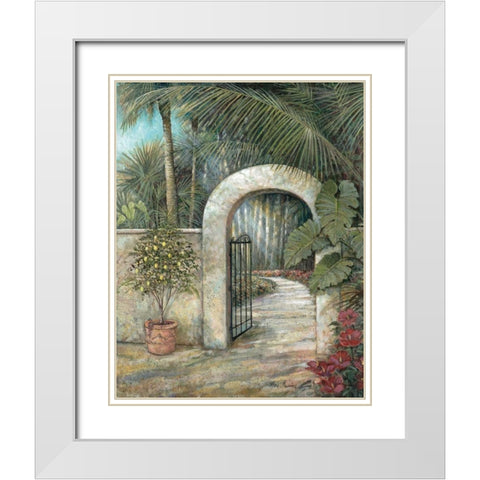 Tranquil Gardn II White Modern Wood Framed Art Print with Double Matting by Manning, Ruane