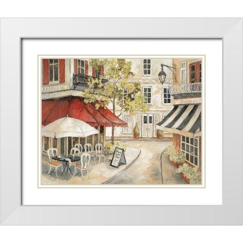 Daytime Cafe I White Modern Wood Framed Art Print with Double Matting by Olson, Charlene