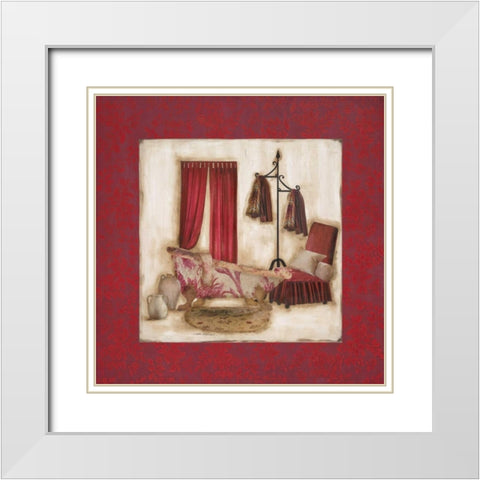 Ruby Romance I White Modern Wood Framed Art Print with Double Matting by Robinson, Carol