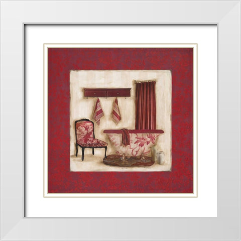 Ruby Romance II White Modern Wood Framed Art Print with Double Matting by Robinson, Carol