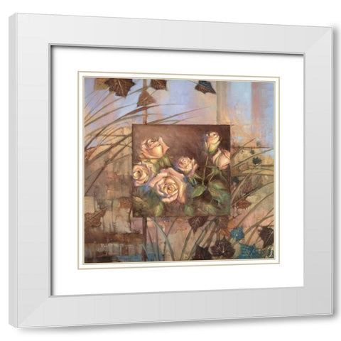 Golden Rose White Modern Wood Framed Art Print with Double Matting by Mathenia, Paul