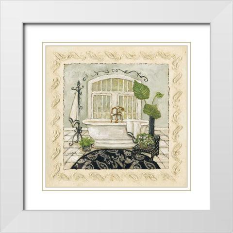 Serenity Bath II White Modern Wood Framed Art Print with Double Matting by Olson, Charlene