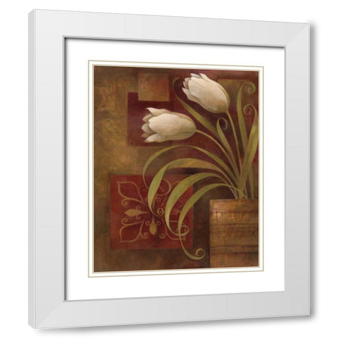 Tulip Interlude II White Modern Wood Framed Art Print with Double Matting by Vollherbst-Lane, Elaine
